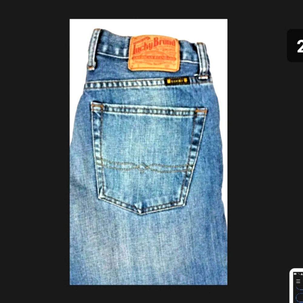 LUCKY MEDIUM WASH SAND BLASTED MEN JEANS